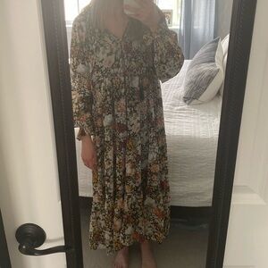 Carly Jean Los Angeles Brown Tan Ruffled Tiered Sundress